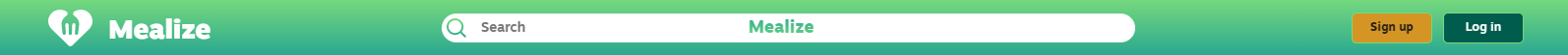 Mealize navigation bar with sign up