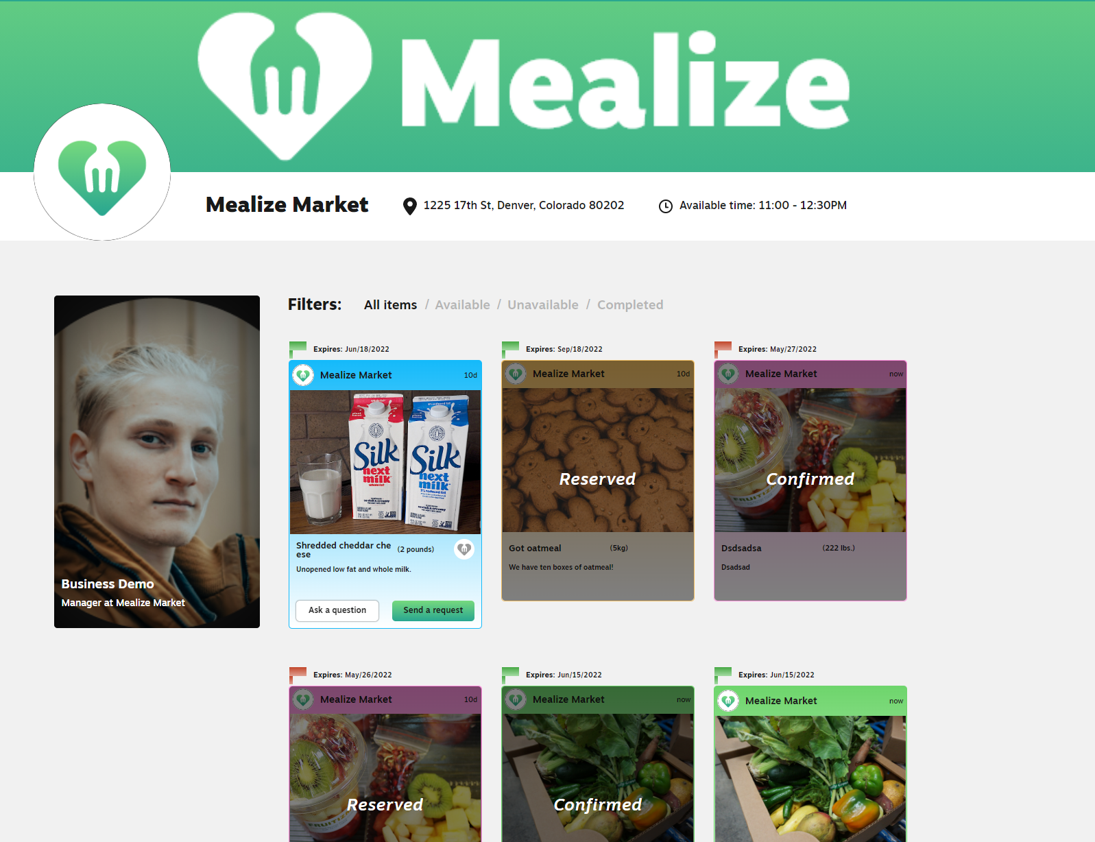 Organization profile page
