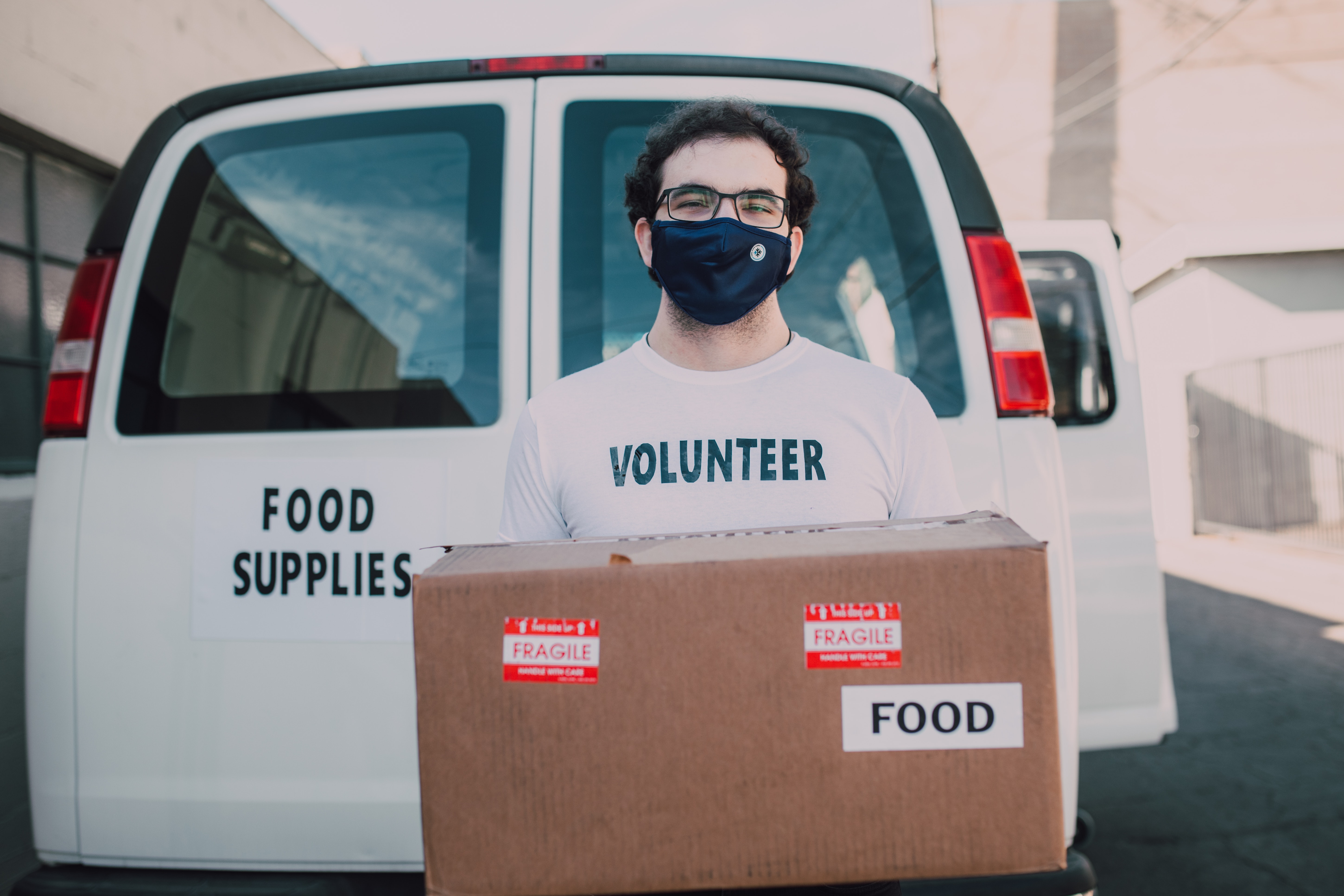 Volunteers coordinating food pickup